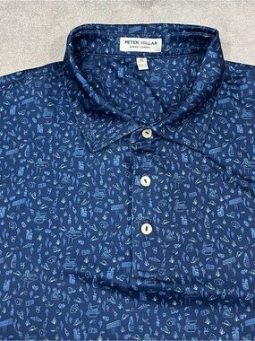 Peter Millar Golf Polo Shirt Summer Comfort Men XL Las Vegas Western Pattern